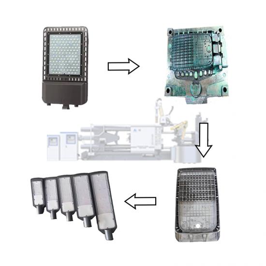 machine de moulage sous pression pour boîtier de réverbère led en alliage d'aluminium